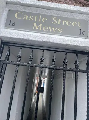 a sign that reads castle street movies on a building at Castle St Mews of Southport - 2 bed townhouse in Southport