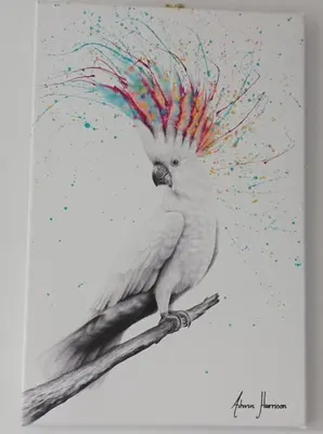 a painting of a parrot with a peacock tail at Victorian Renovation Room 3 in Liverpool