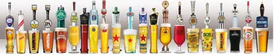 a row of different colored snowboards lined up on a wall at Jubilee pub in Litherland