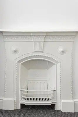 a white fireplace with a white fire place at 3-bedroom Home in Liverpool L15 with FREE Parking in Liverpool