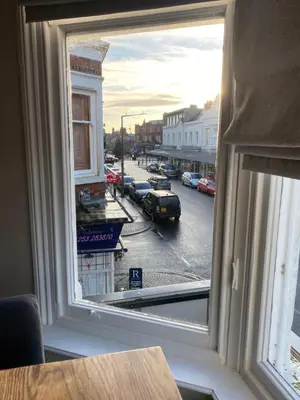 a view of a city street from a window at The Fort Lytham St Annes in Lytham St Annes