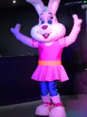 a mascot of a bunny wearing a pink outfit at A family-friendly, eight birth, 2019 Abbey Trieste Caravan in Morecambe