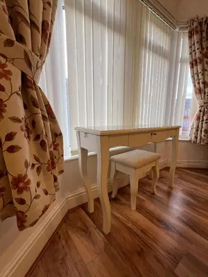 a white desk in a room with a window at 2025 Award Winner Liverpool Ivy House - 4 Bedrooms in Liverpool